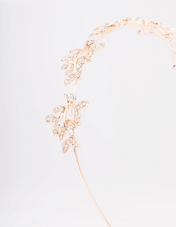 Rose Gold Diamante Leaf Celestial Headband