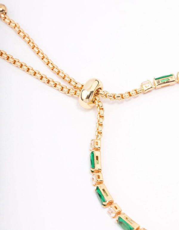 Gold Plated Baguette Stone Toggle Tennis Bracelet