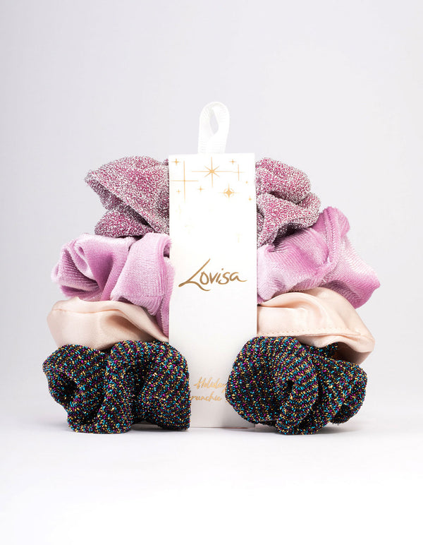 Lilac Christmas Hair Scrunchie Gift 4-Pack