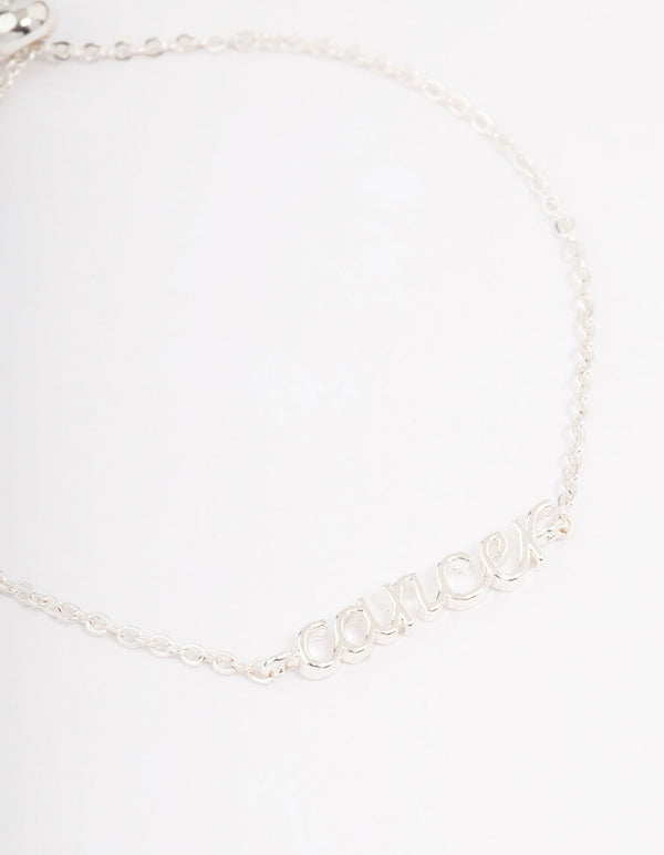 Silver Plated Cancer Script Bracelet