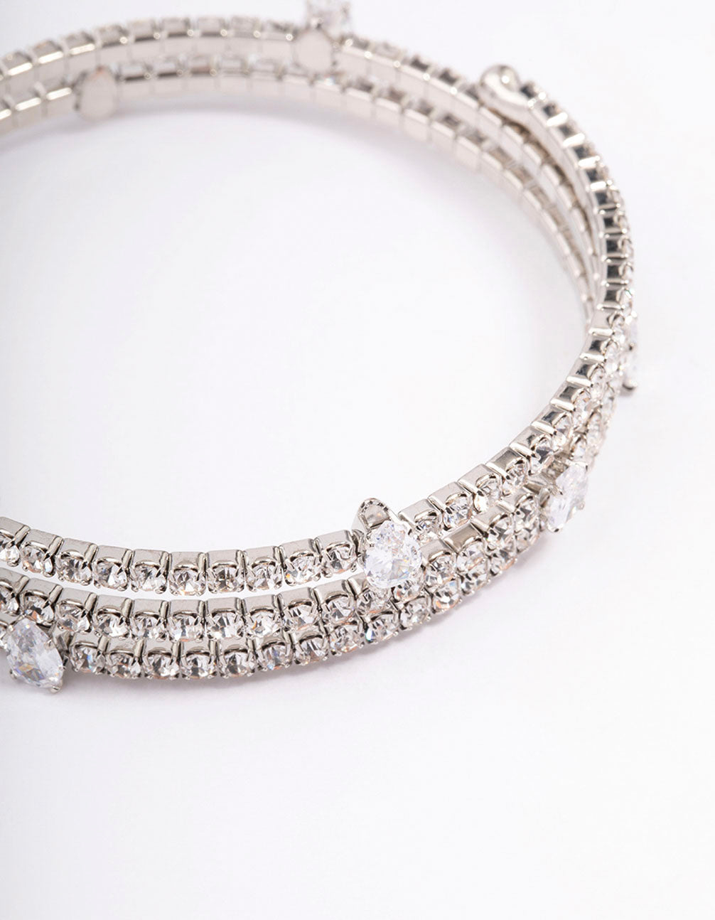 Silver Cup Chain & Teardrop Wrapped Wrist Cuff