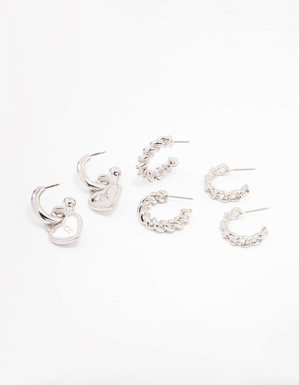 Silver Mixed Hoop Earrings 3-Pack