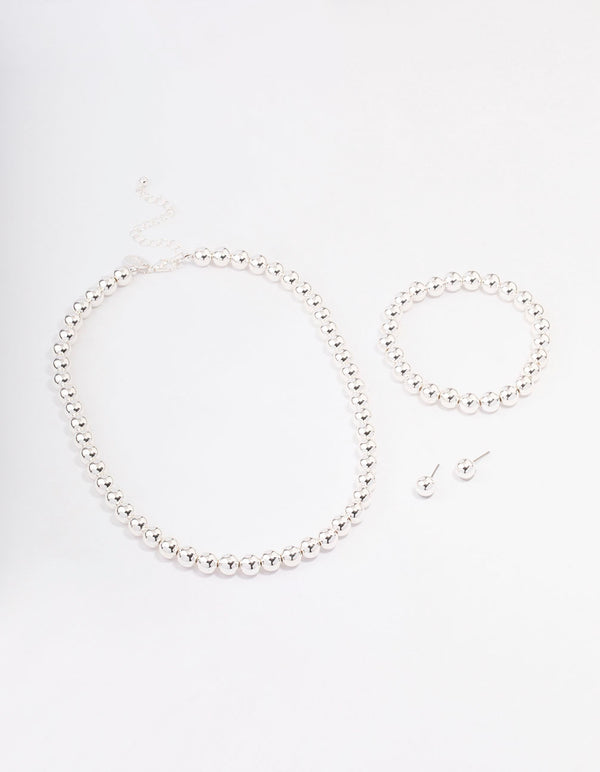 Silver Ball Jewellery Set