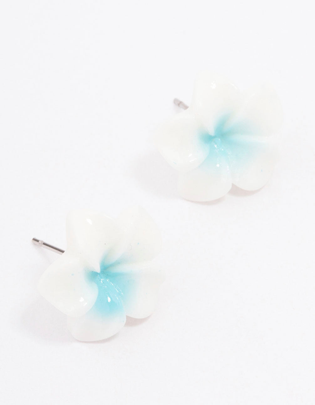 Blue Frangipani Stud Earrings