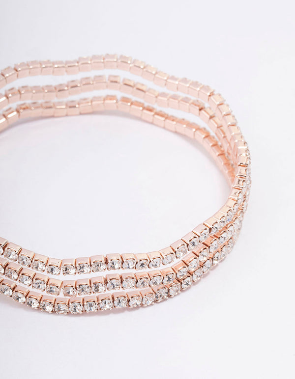 Rose Gold Diamante Wave Cup Chain Wrist Cuff