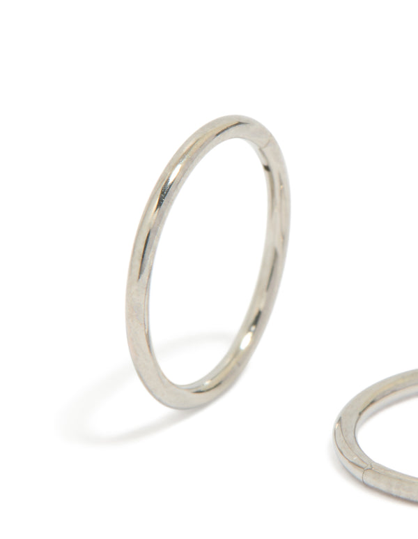 Crafted from titanium fine sleeper earring 8mm in silver close up view