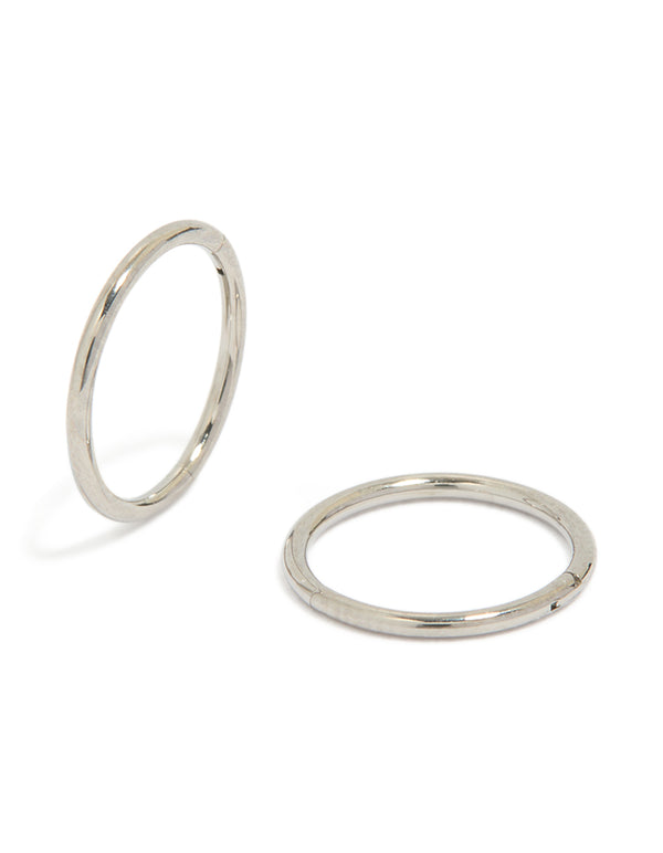 Featuring titanium fine sleeper earring in 8mm crafted from silver front view