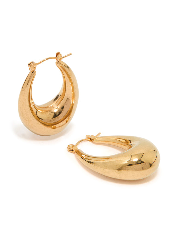 Waterproof Gold Plated Stainless Steel Full Loop Hoop Earrings