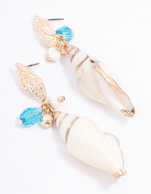 Blue Genuine Shell Beaded Drop Earrings