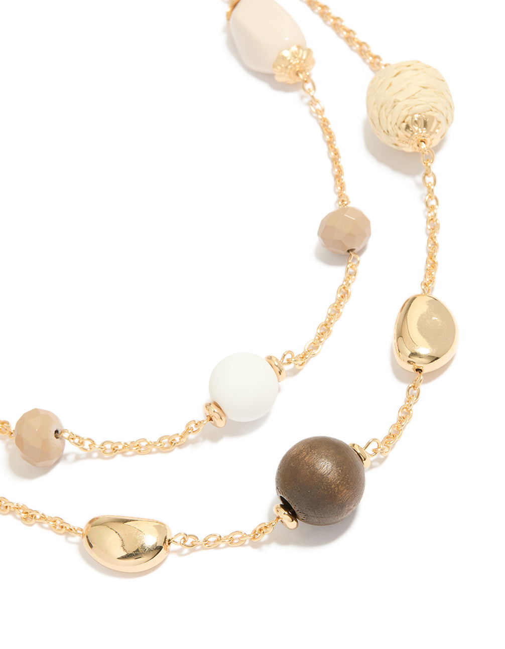 Gold Double Chain Beaded Necklace