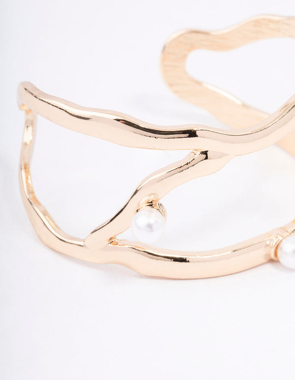 Gold Organic Pearl Wrist Cuff