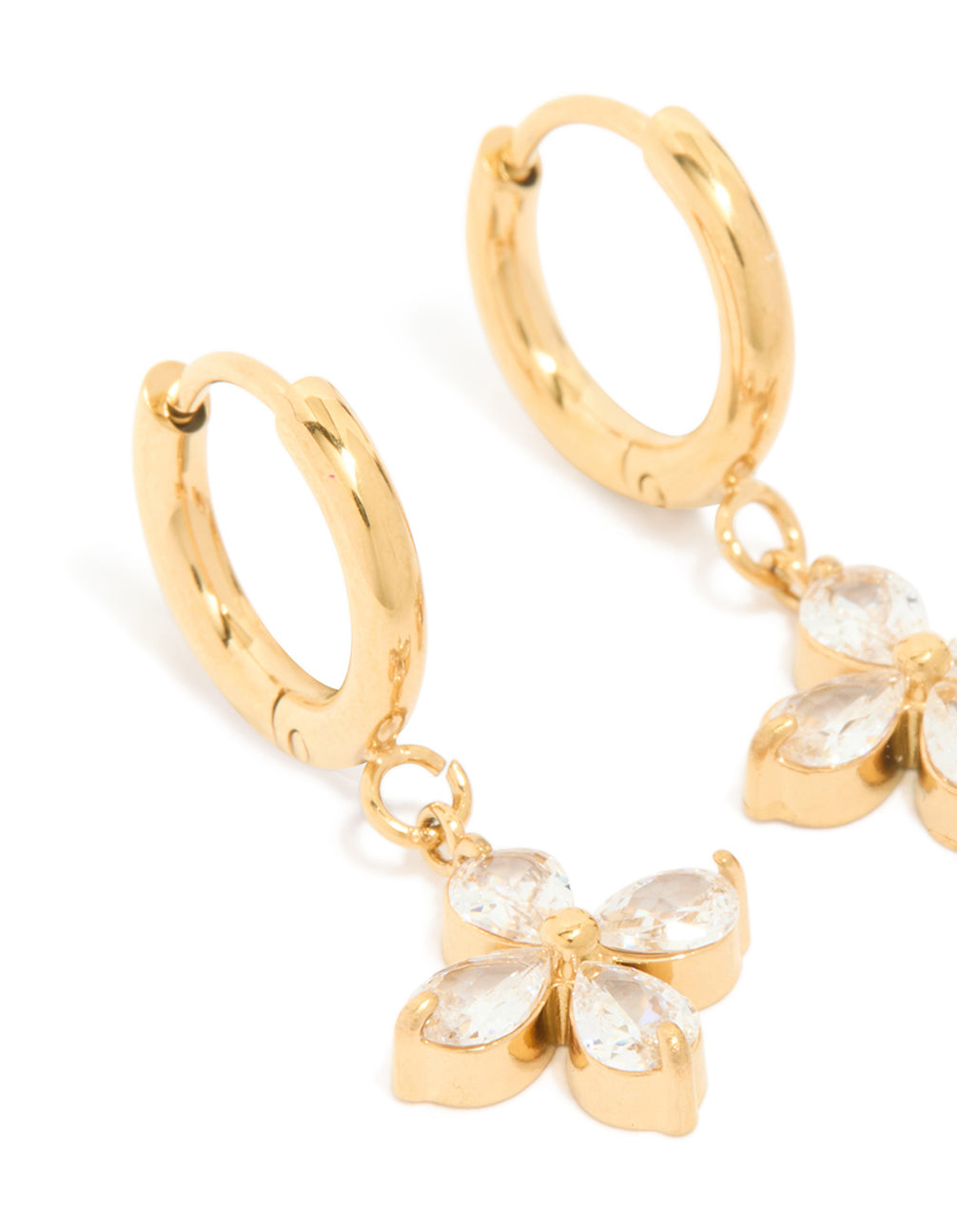 Gold Plated Surgical Steel Flower Huggie Hoop Earrings