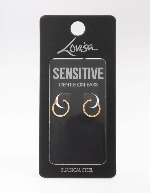 Gold Plated Surgical Steel Sleeper Hoop Earrings 10mm