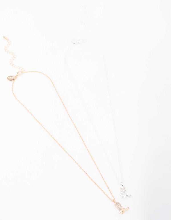 Mixed Metal Cowboy Boots Necklace Pack