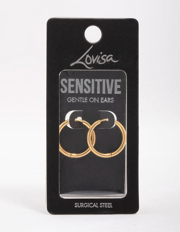 Gold Plated Surgical Steel Polished Hoop Earrings 18mm