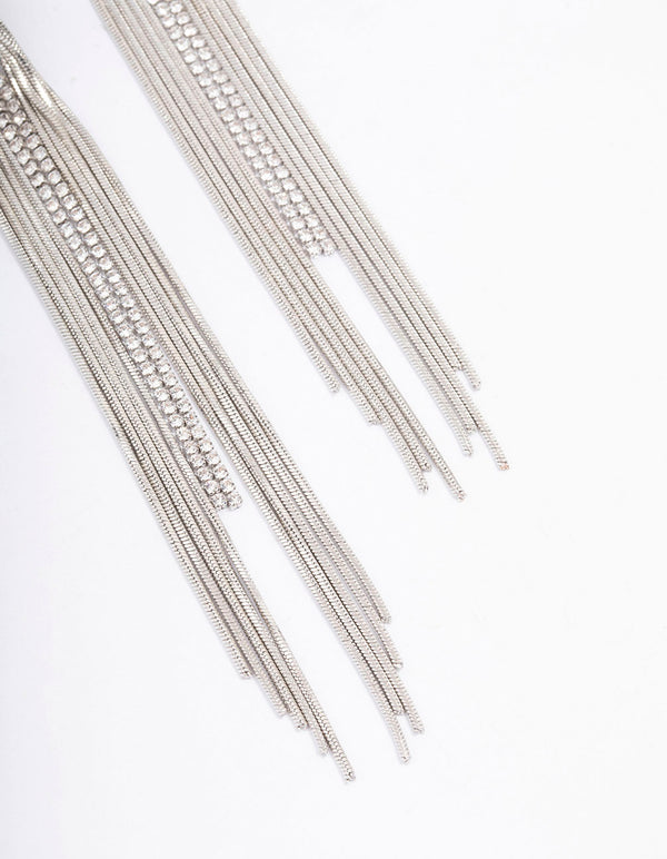 Silver Swirl Cup Chain Drop Earrings