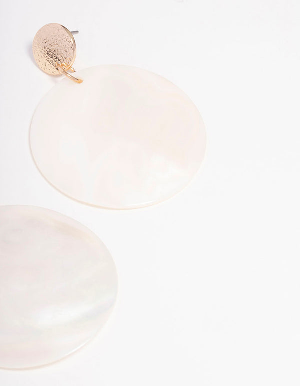 Gold Genuine Shell Disc Drop Earrings