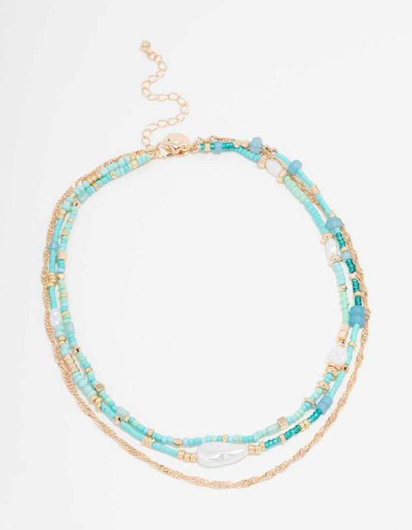 Gold Beaded & Pearl Choker 3-Pack