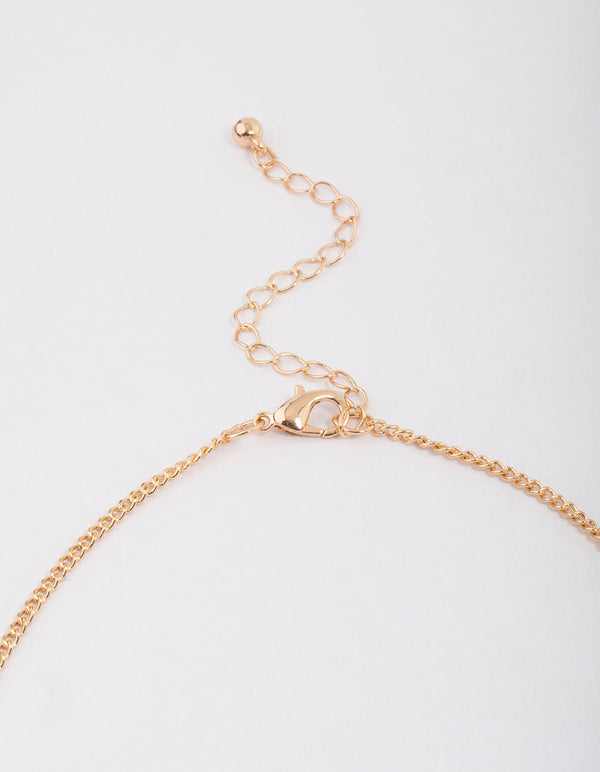 Gold Black Hexagon Diamante Necklace