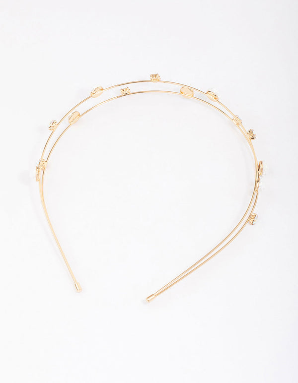 Kids Rose Gold Diamante Flower Headband