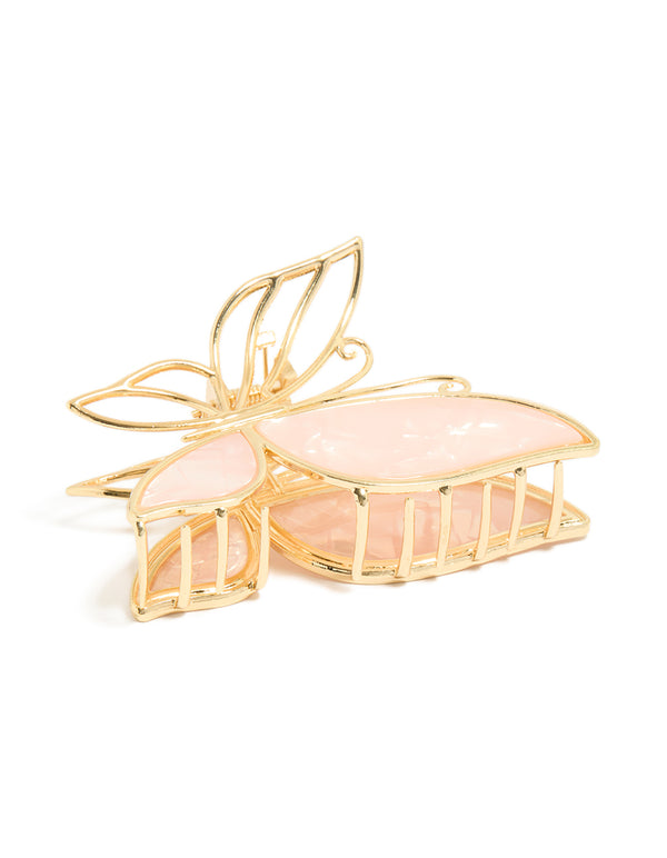 Gold Butterfly Acrylic Hair Claw Clip
