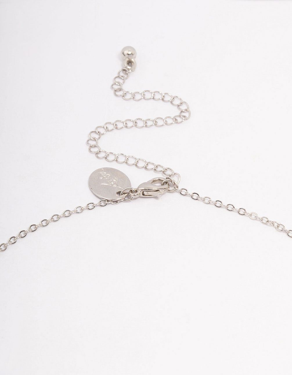 Silver Sapphire Stone Drop Necklace
