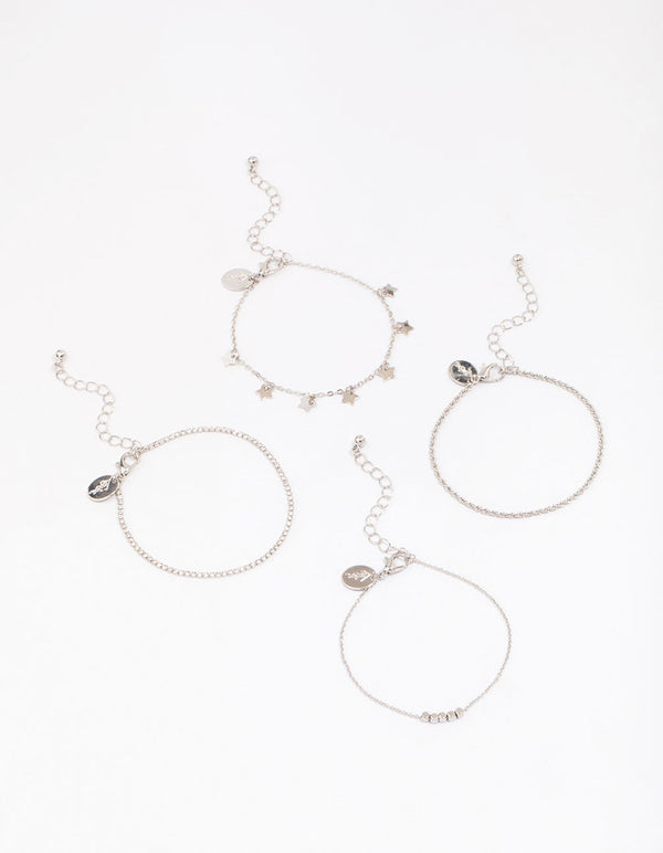 Silver Mini Star Bracelet 4-Pack