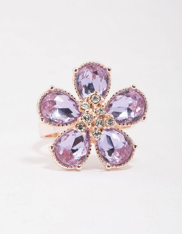Rose Gold Lilac Flower Petal Ring