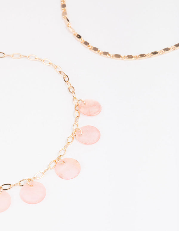 Gold Genuine Shell Butterfly Anklets 3-Pack