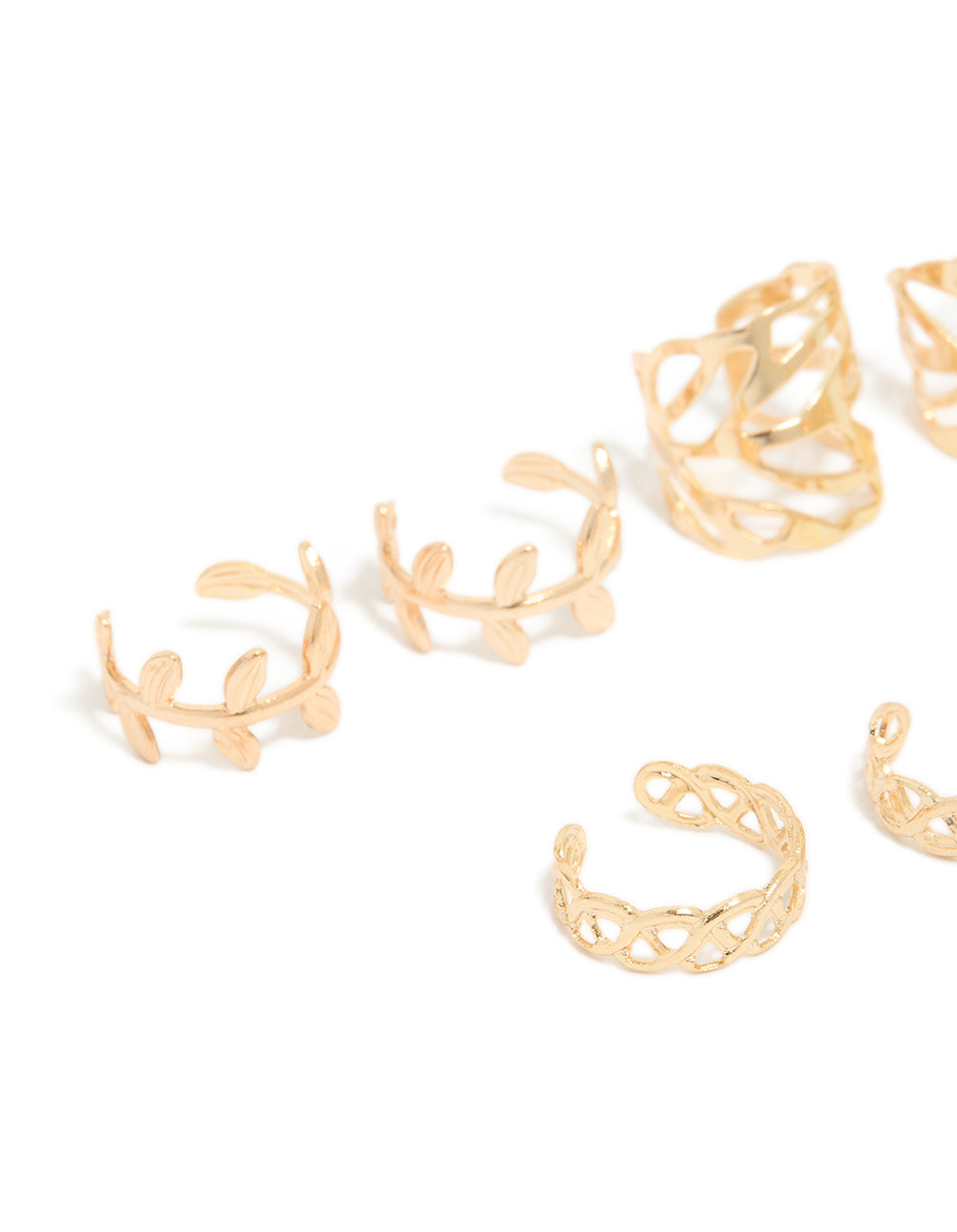Gold Plated Surgical Steel Roman Leaf Ear Cuff 10-Pack