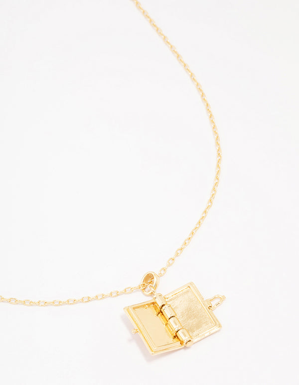 Gold Plated Rose Locket Pendant Necklace