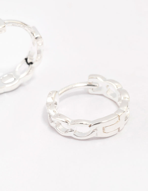 Sterling Silver Textured Huggie Hoop Earrings