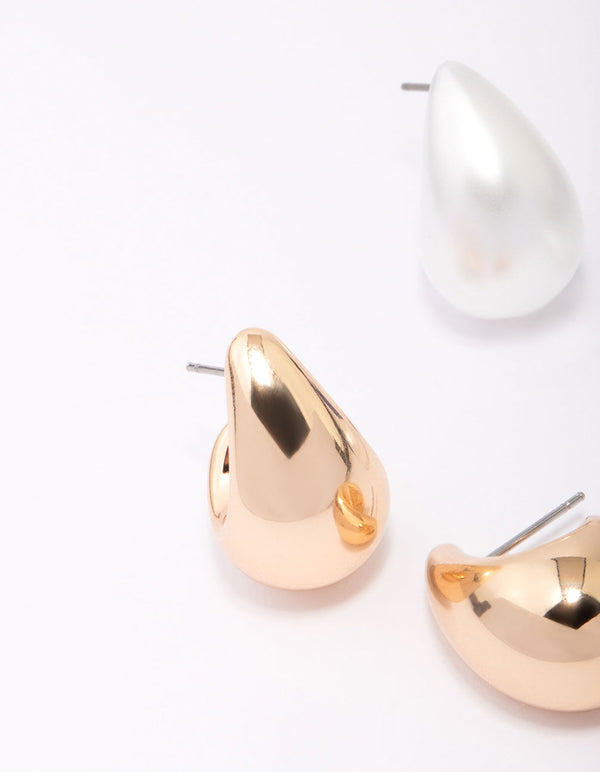 Acrylic Teardrop Huggie Hoop Earring 3-Pack