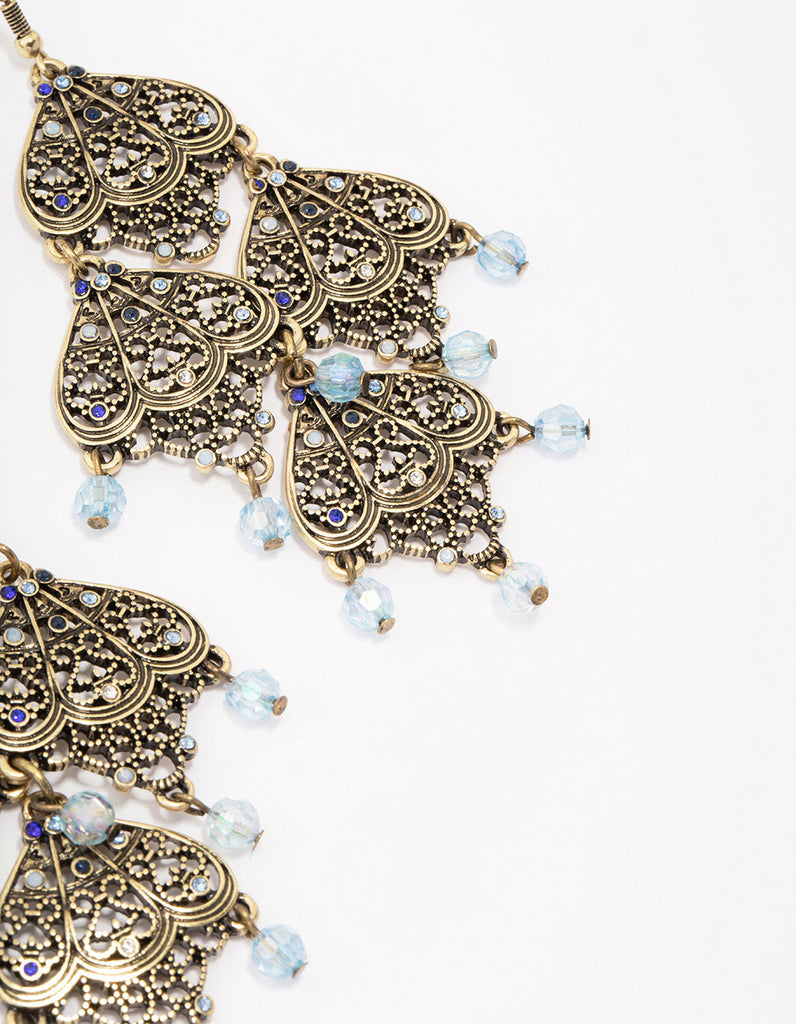 Addie Gold Drop Earrings in Gold Filigree Mix