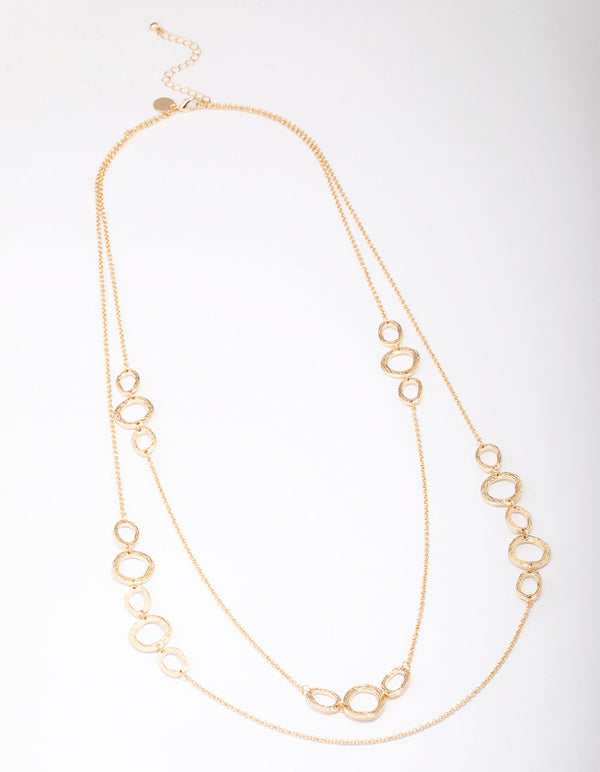 Gold Molten Oval Stone Necklace