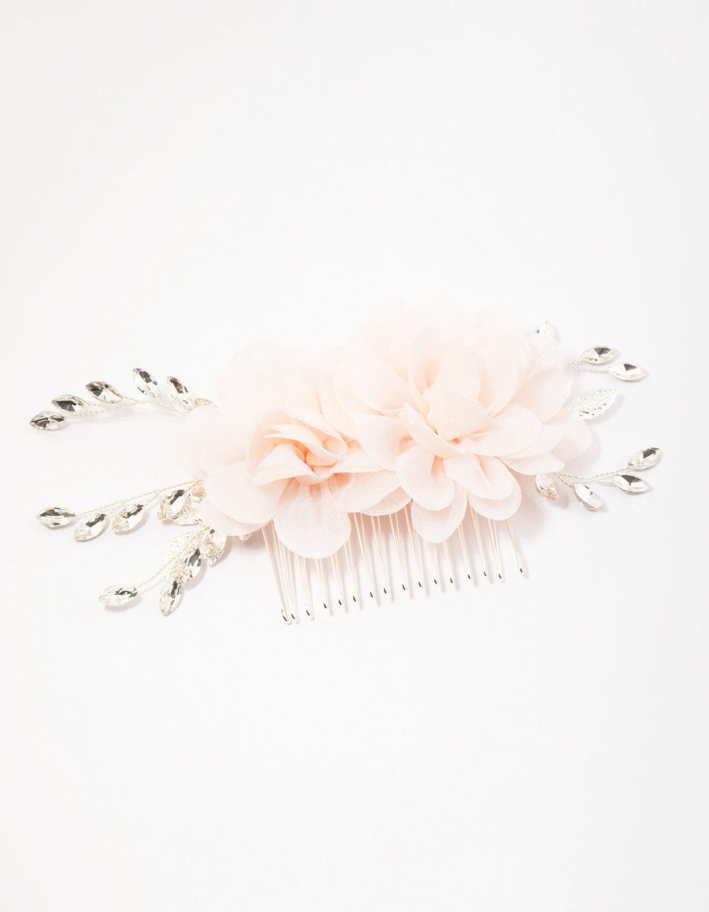 Silver Flower Crystal Leaf Hair Comb