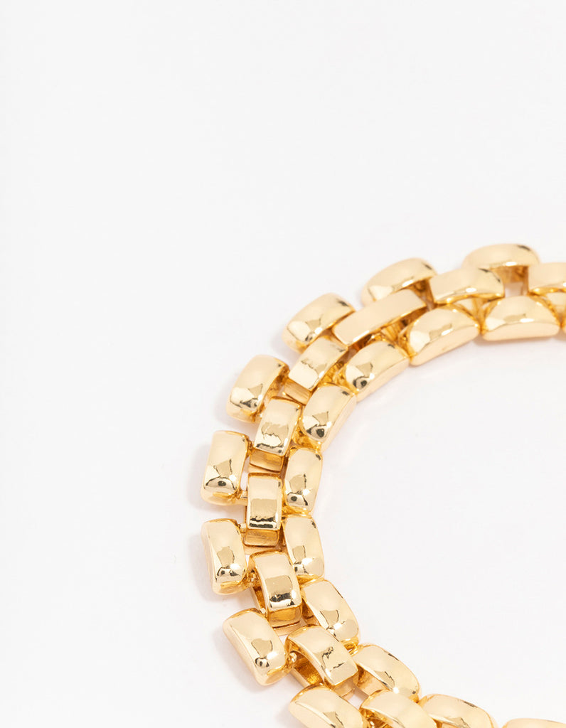 Square Silver Pave Chainlink Necklace