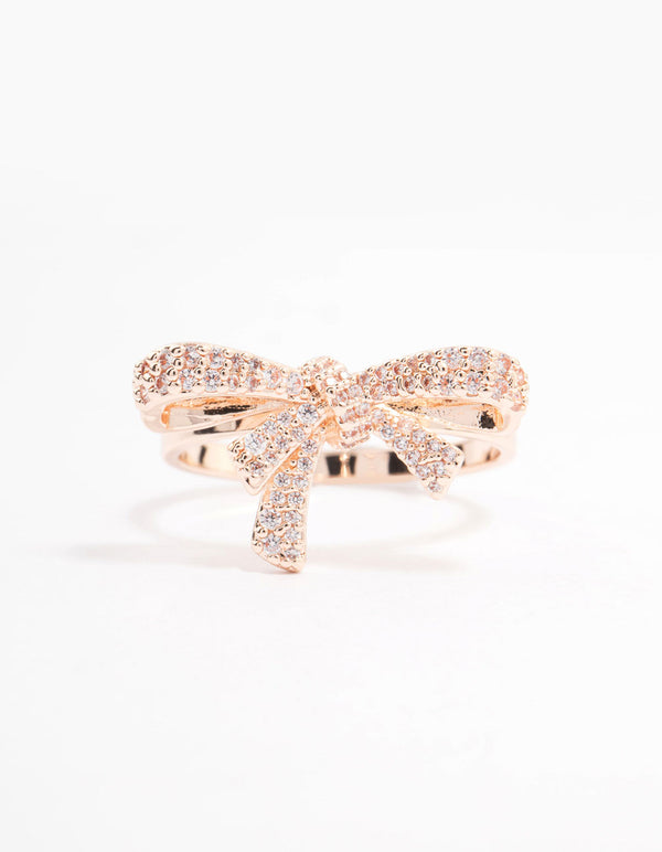 Rose Gold Cubic Zirconia Bow Ring