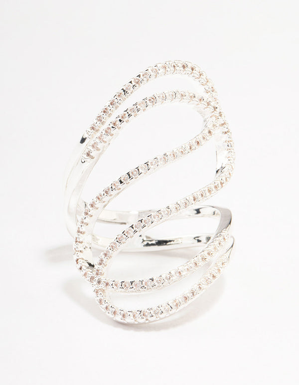 Lovely Silver Ribbon Cubic Zirconia Ring