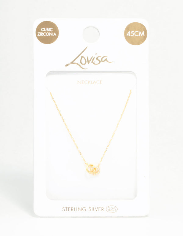 Crafted from gold plated sterling silver pave link extra small hoop necklace with crystal closure on neck view