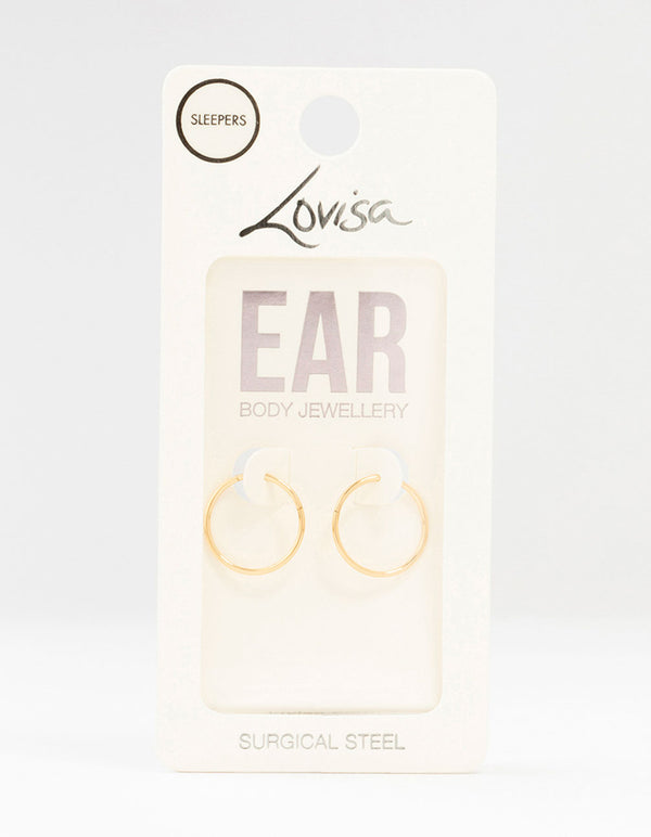 Gold Plated Surgical Steel Sleeper Earrings 14MM