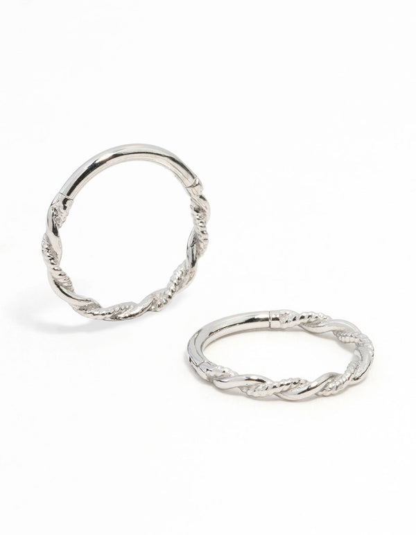 Surgical Steel Twisted Sleeper Hoop Earrings 10MM