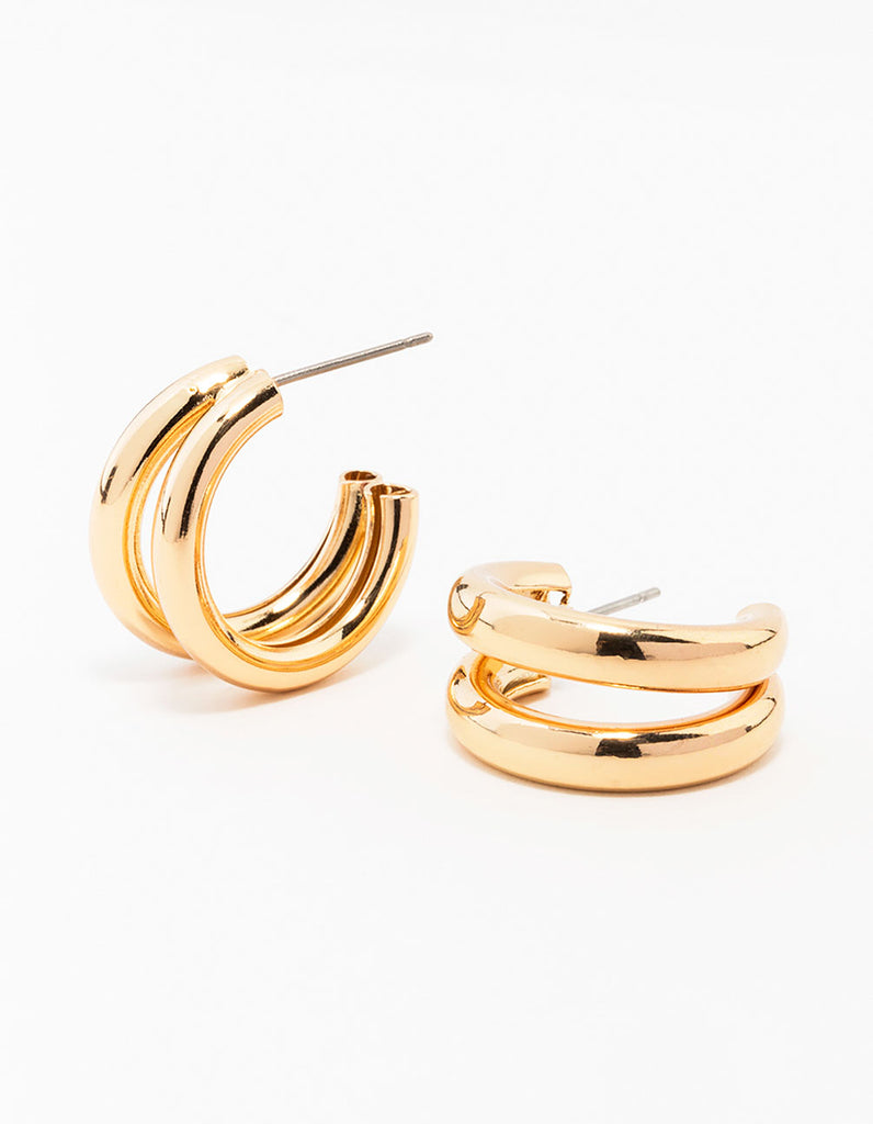 Double Gold Hoops Gold Criss Cross Double Hoop Earrings Women's Jewelry Red Dress Double Gold Hoops Gold Criss Cross Double Hoop Earrings Women's Jewelry Red Dress