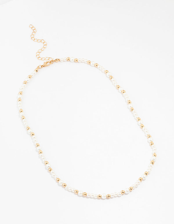 Beaded Gold And Pearl Necklace