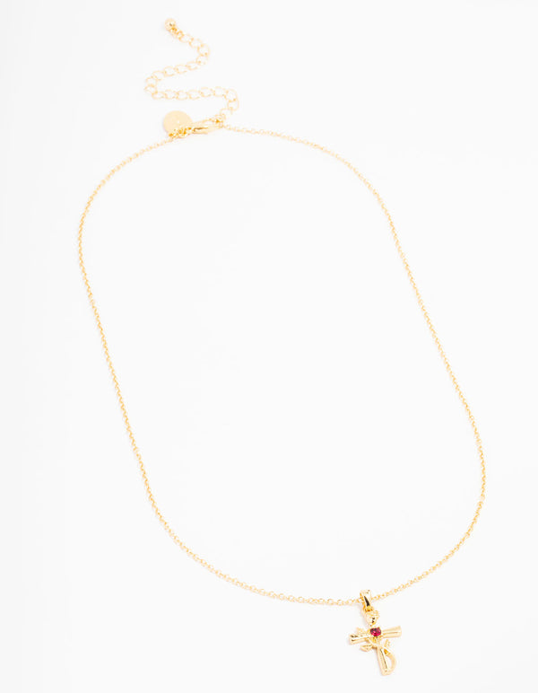 Gold Plated Rose Cross Necklace