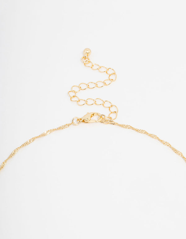 Gold Plated Cubic Zirconia Heart Locket Necklace & Stud Earrings Set