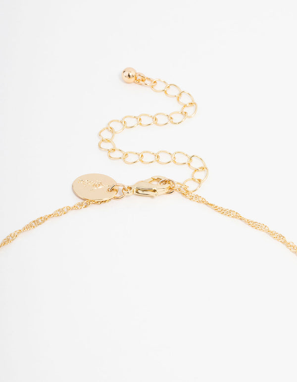 Gold Plated Cubic Zirconia Mary Round Necklace & Stud Earrings Set