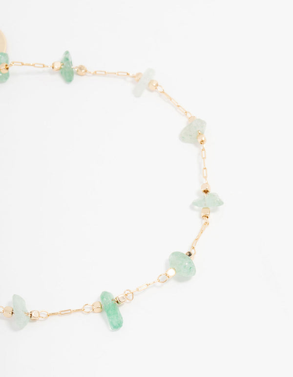 Gold Plated Semi Precious Station Toggle Bracelet