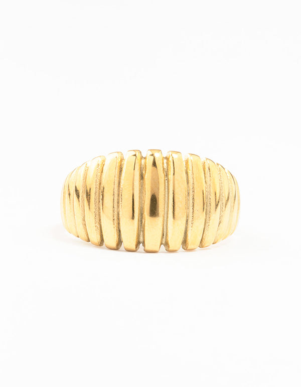 Waterproof Gold Plated Stainless Steel Croissant Cocktail Ring