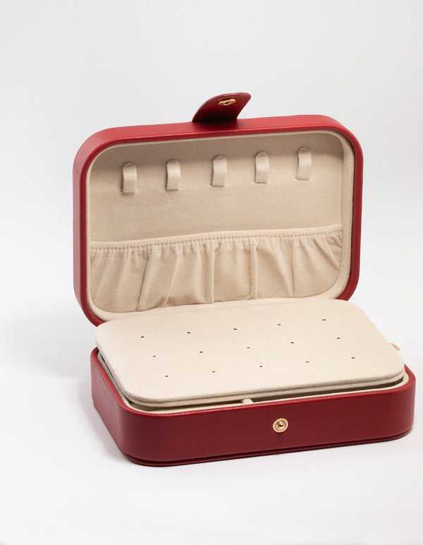 Red Faux Leather Rectangular Jewellery Case